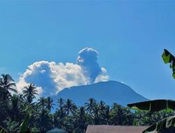 Gunung Ibu di Pulau Halmahera Meletus, Melontarkan Abu Vulkanik Setinggi Lebih Kurang 800 Meter dari Kawahnya.